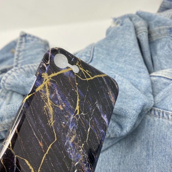 iPhone 7/8 Case Black Gold Marble Print NEW Plastic Glossy Cover - Picture 4 of 4